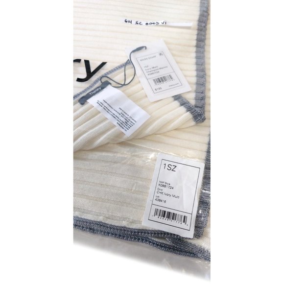 Theory Miles K0881724 Ivory Multi Off White Wool Men Women 1SZ Scarf - Picture 4 of 5